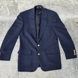 Palm Beach Men Blazer Navy Blue Sport Coat Jacket Gold Tone Button Size 44L